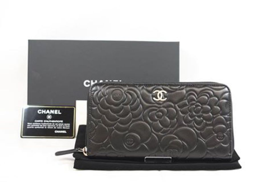 国産原料100% CHANEL カメリア ラウンドファスナー長財布 | www